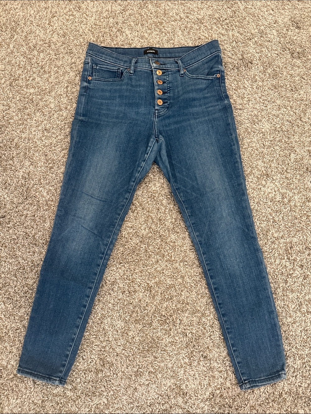 Express Mid-Rise Button-Fly Women's Blue Jeans